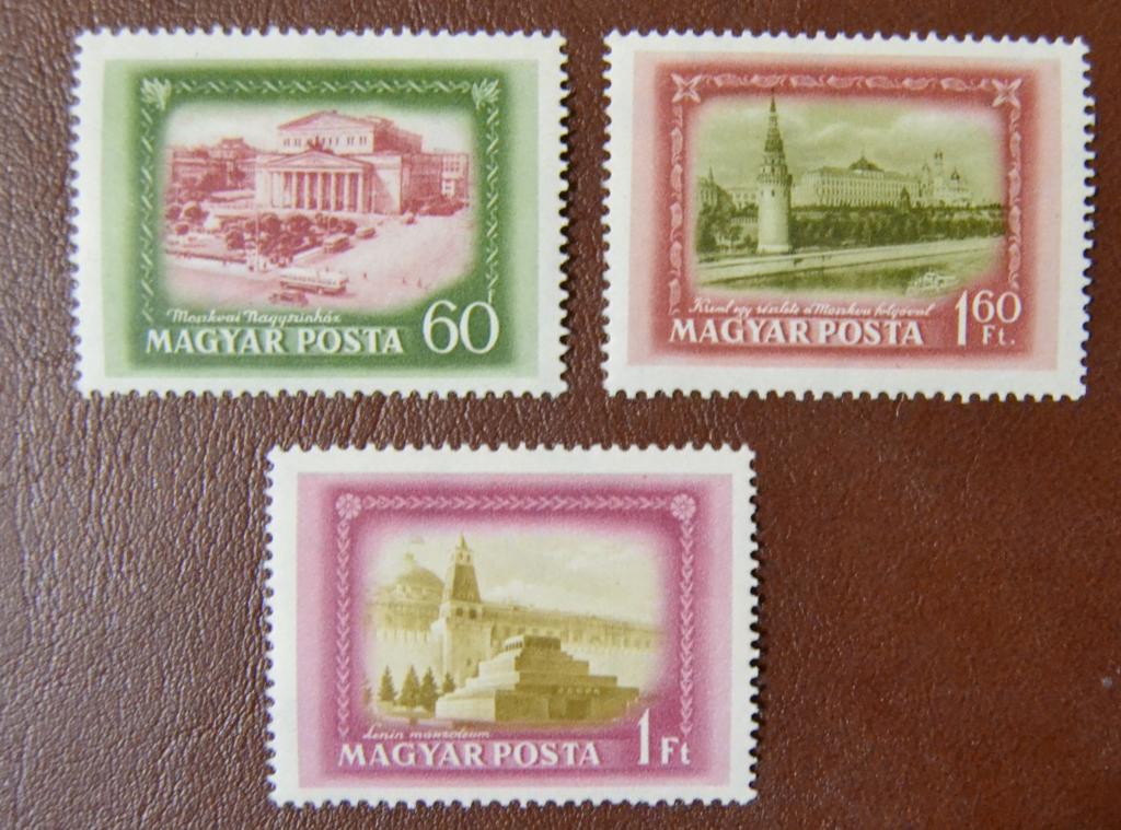 Венгрия 1952 год Виды Москвы Мавзолей ,Кремль, Большой театр MNH