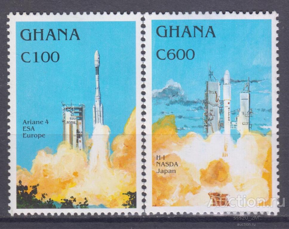 Гана 1993 год космоса старты ракет Mi1776,1777 MLH