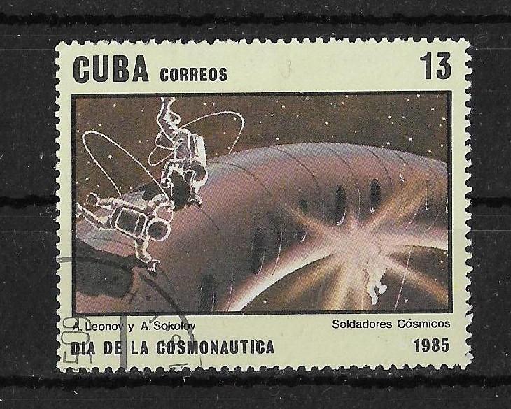 Куба 1985 г. Искусство Живопись Космонавтика, гаш.
