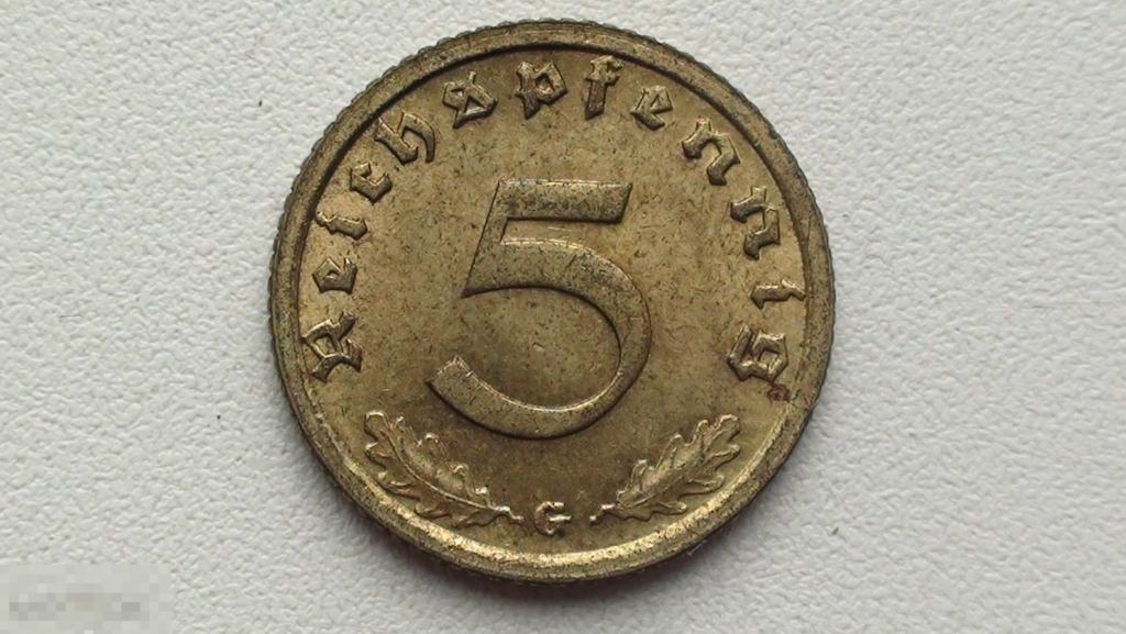 5 пфеннигов 1938 G Германия 3-рейх 