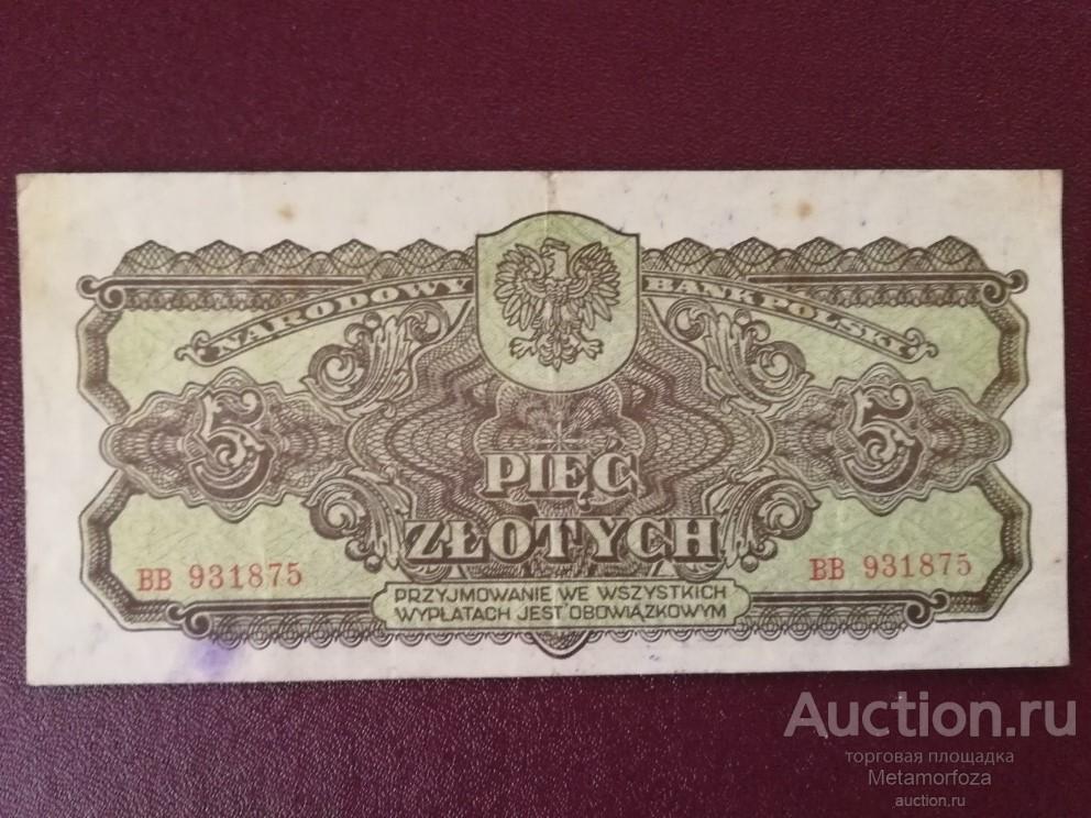 Польша 5 злотых 1944 г. Серия ВВ XF+++