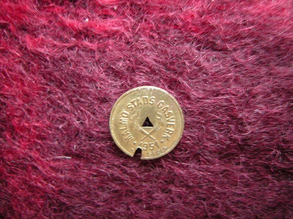 Швеция Газовый жетон, Malmö Stads Gaswerk, Мальмё, 1951, № 2 медь  не магнит