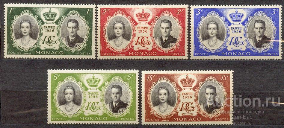 Монако 1956 Ив 473-77 ** Свадьба Грейс Келли и Ренье  III персонал