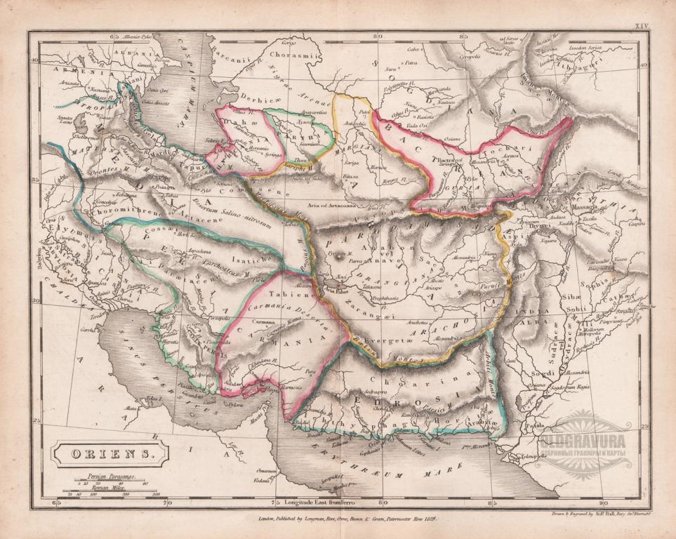 1829 год. Старинная карта Восток S6203