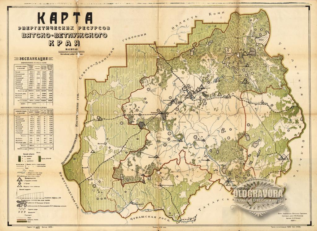1928 год. Большая карта Вятско-Ветлужского края S6604