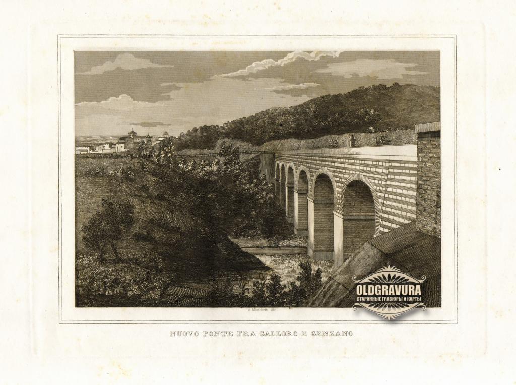 1851 год. Новый мост между Ариччия и Дженцано, гравюра S23734