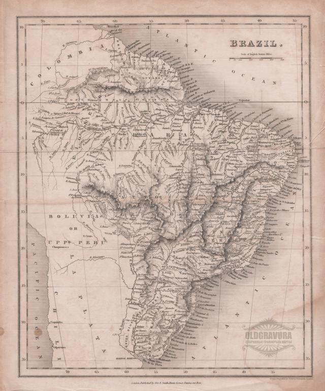 1840-е гг. Старинная карта Бразилии S6204
