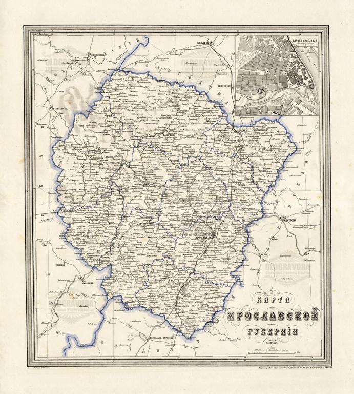1871 год. Большая карта Ярославской губернии S6210