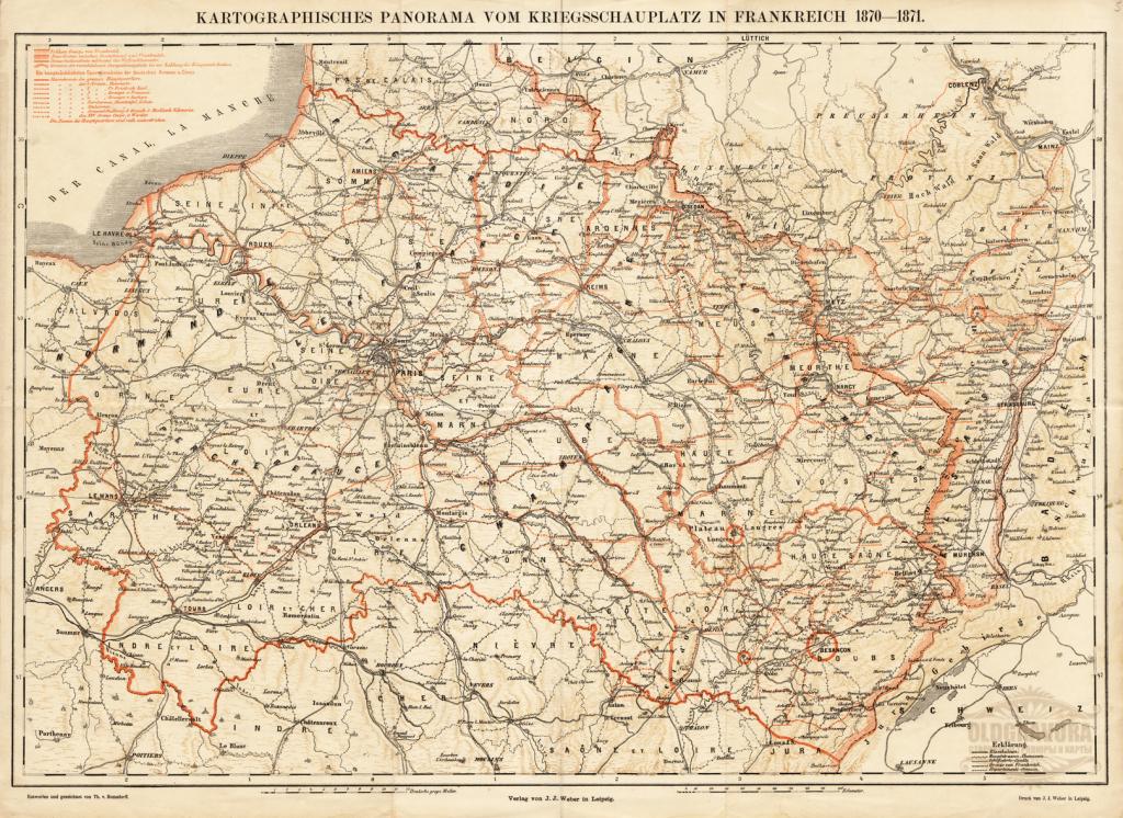 1871 год. Карта Франции и Парижа S6537