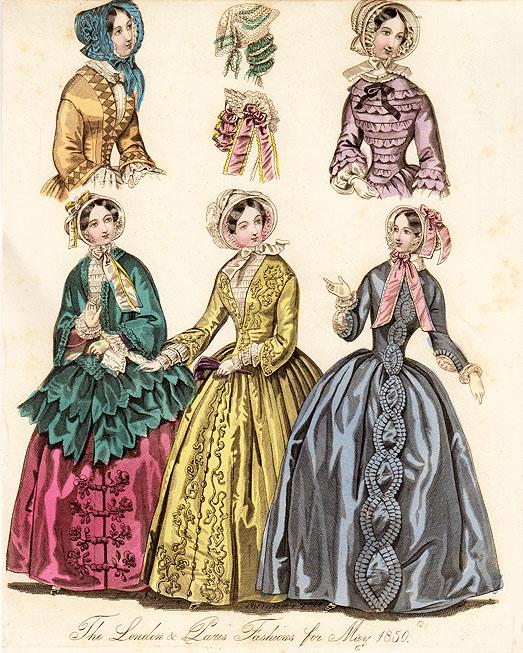 1850 год. Гравюра Мода Лондона и Парижа на Май 1850 S22391