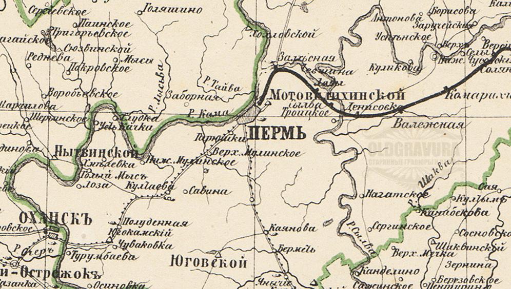 Карта пермской губернии 18 века