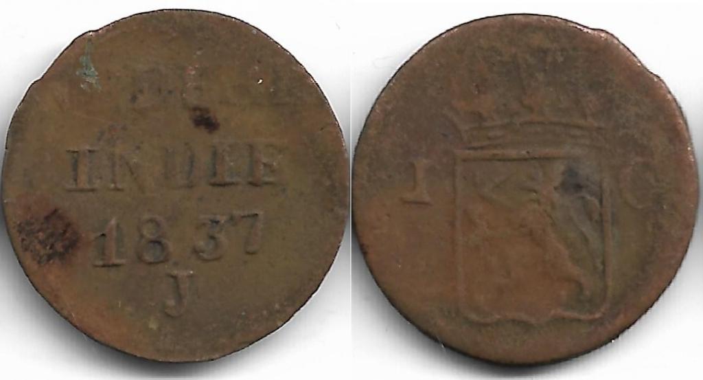 Нидерландская Индия 1 цент 1837 J