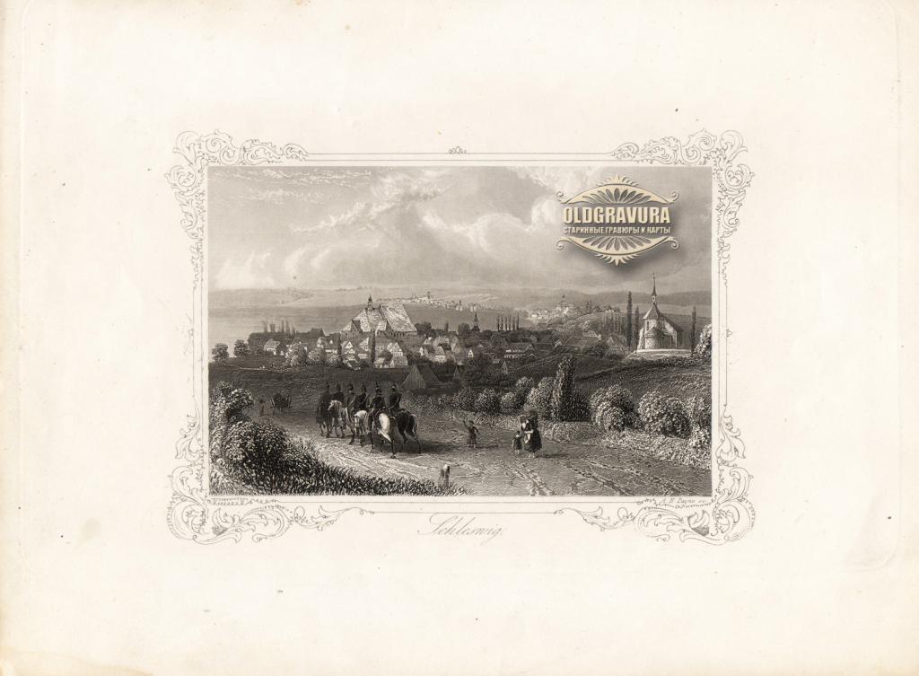 1855 год. Шлезвиг, Германия, гравюра Альберта Генри Пейна S23958