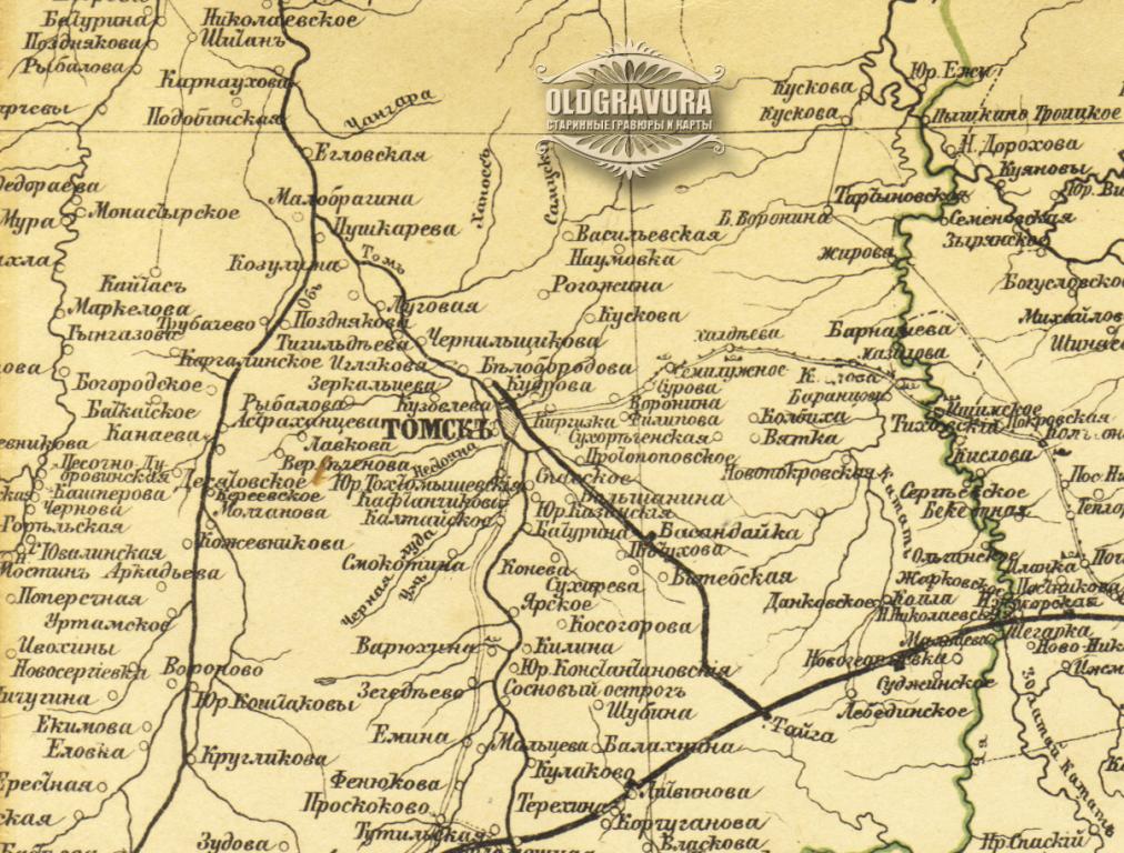 Карта томского уезда 1891 года