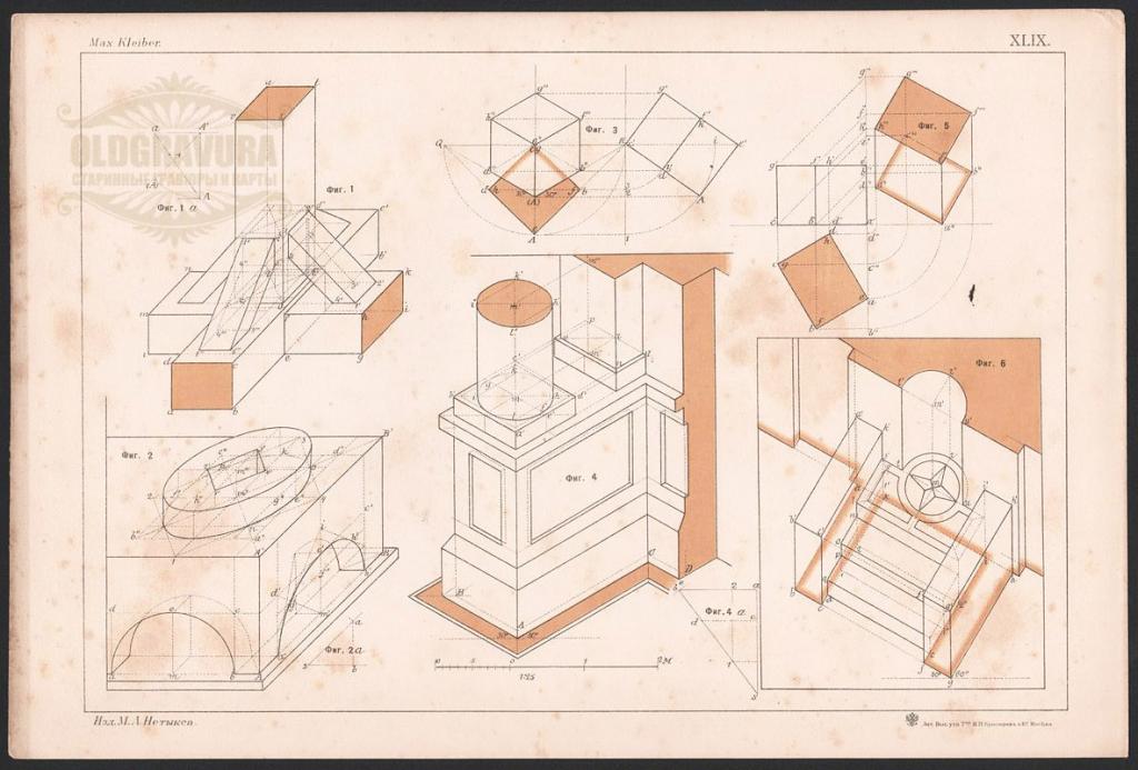1898 год. Литография Изометрические проекции S21262