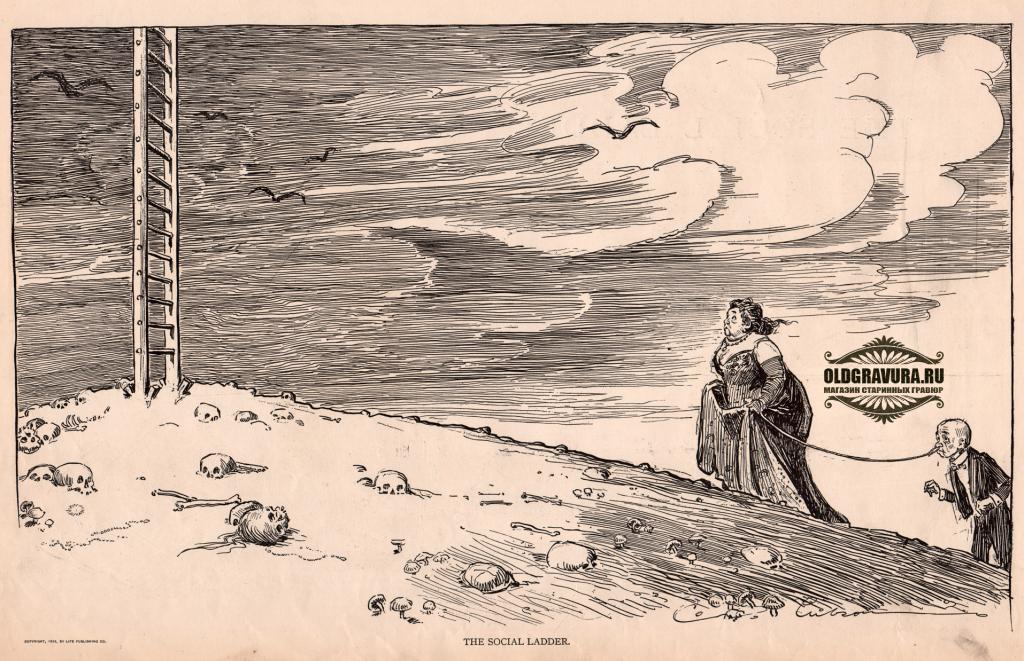 1906 год. Гравюра серии Девушки Гибсона 43 х 28 см S20008