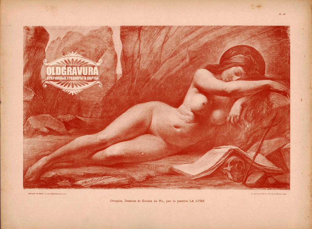 1899 год. Ню, эротика, гелиотипия, Адольф Ля Лира S20174