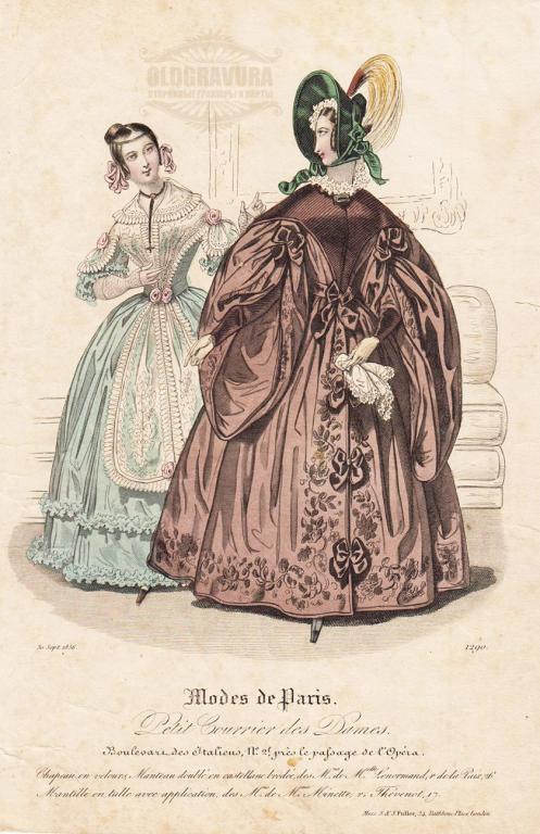 1830-е гг. Антикварная гравюра, акварель Мода S21479