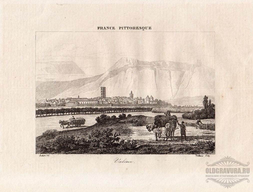 1835 год. Антикварная гравюра Города Франции S12295