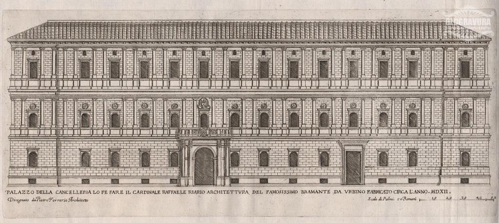 1665 год. Гравюра, Рим, Палаццо делла Качеллерия S20858