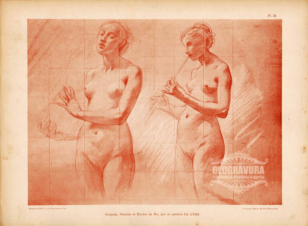 1899 год. Ню, эротика, гелиотипия, Адольф Ля Лира S20170