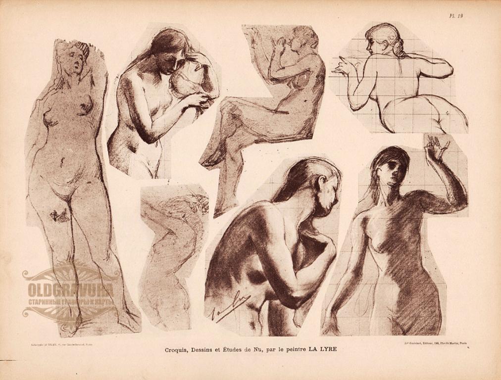 1899 год. Ню, эротика, гелиотипия, Адольф Ля Лира S20147