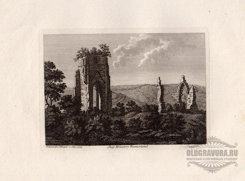 1780е гг. Антикварная пейзажная гравюра Ф.Гроуза S13381