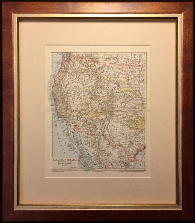 1902 год. Старинная карта США Западные штаты R0612