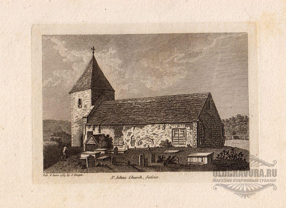 1780е гг. Антикварная пейзажная гравюра Ф.Гроуза S13300