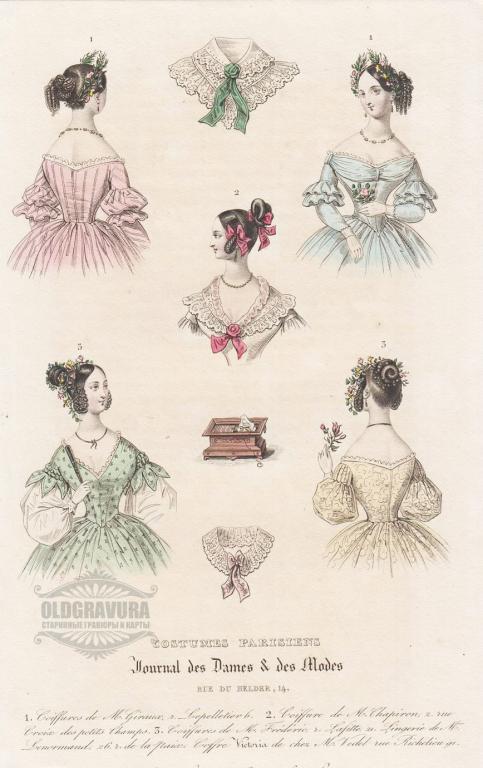 1830-е гг. Антикварная гравюра, акварель Мода S21401