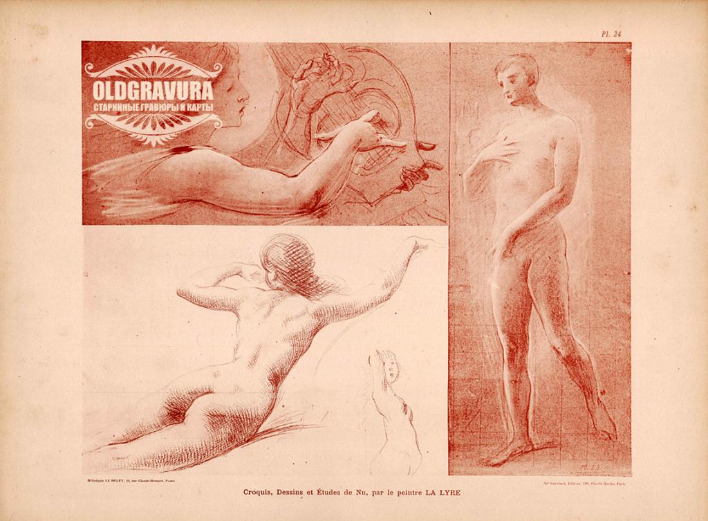 1899 год. Ню, эротика, гелиотипия, Адольф Ля Лира S20184