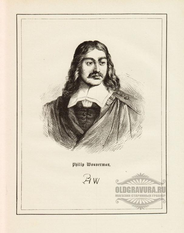 1873 год. Старинная ксилогравюра Портрет художника S8419