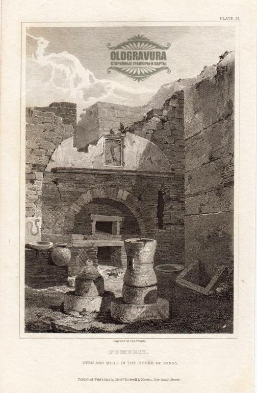 1818 год. Гравюра, Италия, Помпеи, дом Пансы S20829
