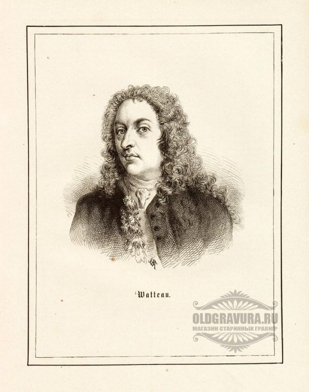 1873 год. Старинная ксилогравюра Портрет художника S8672