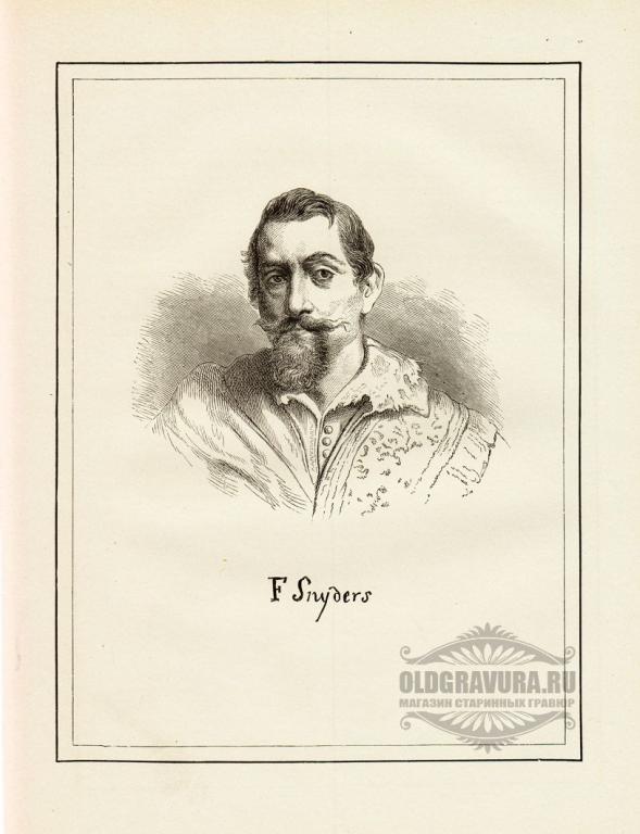 1873 год. Старинная ксилогравюра Портрет художника S8400