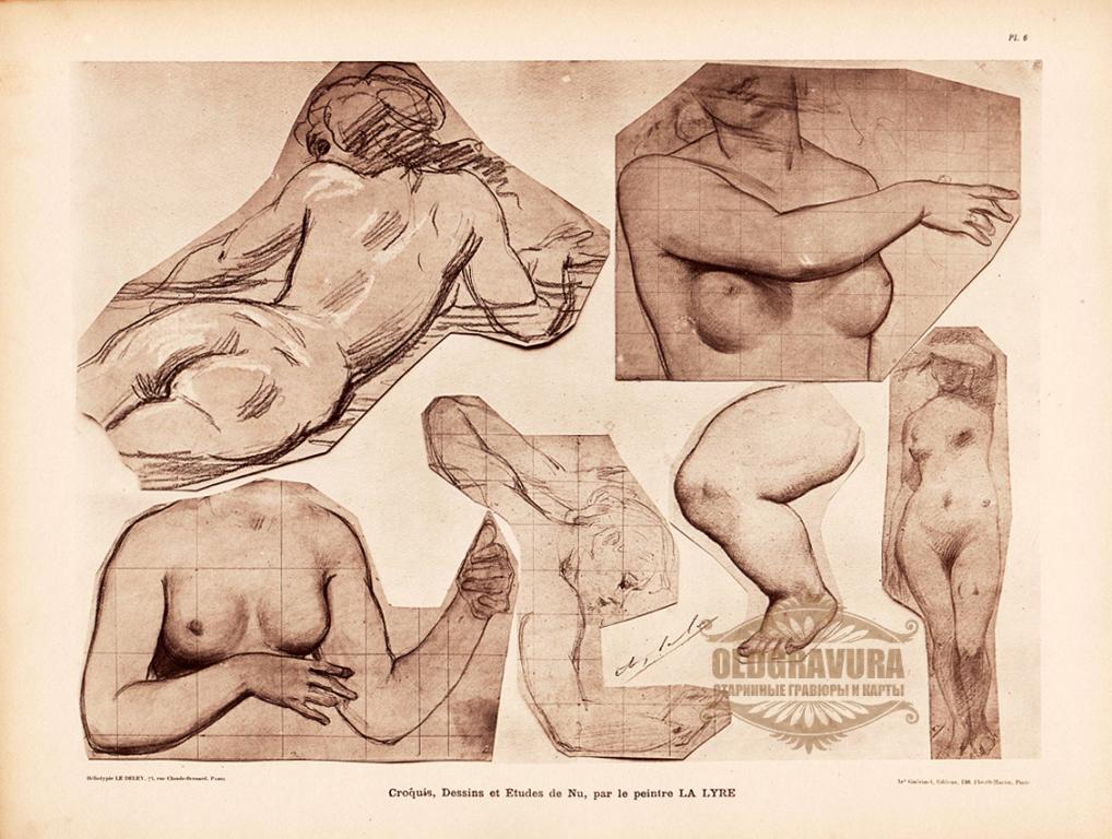 1899 год. Ню, эротика, гелиотипия, Адольф Ля Лира S20160