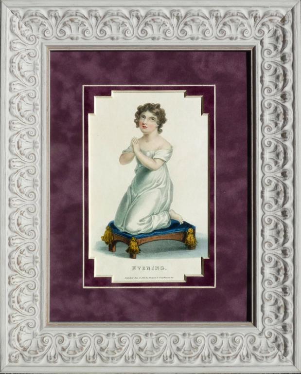 1823 год. Гравюра, акварель Девушка за вечерней молитвой R0095