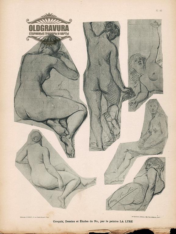 1899 год. Ню, эротика, гелиотипия, Адольф Ля Лира S20200