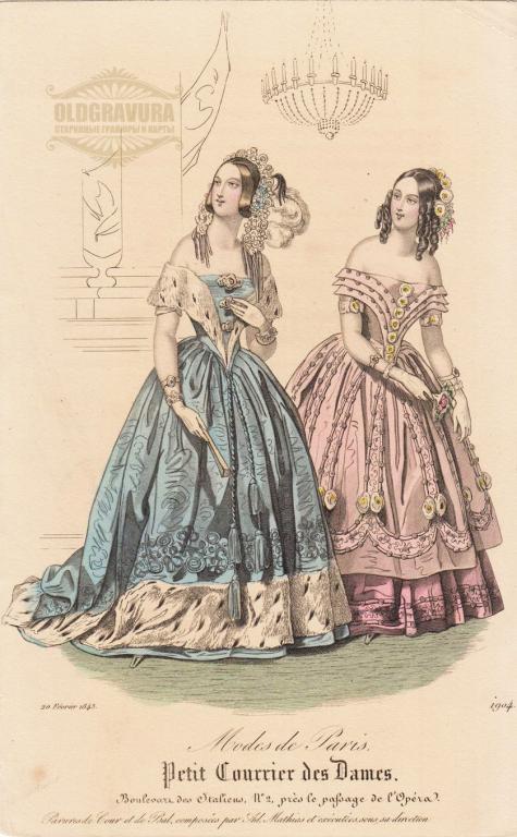 1830-е гг. Антикварная гравюра, акварель Мода S21463