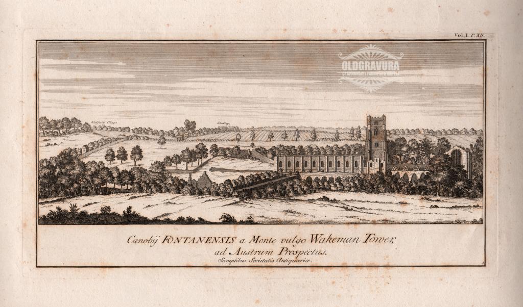 1723 год. Руины аббатской церкви XII в., Йоркшир, Англия S21820