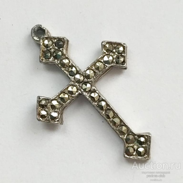 Винтажный крестик с марказитами, Англия, 1960 +/-