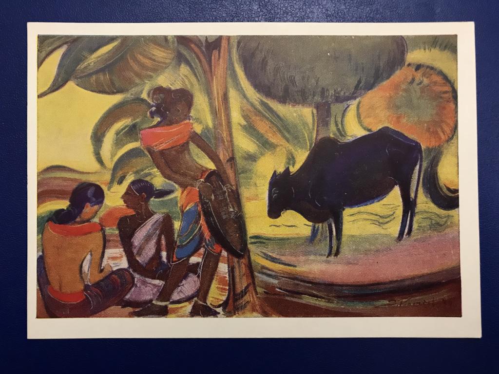 Деревенская сцена.1959 г. Худ. Святослав Рерих (род.1904 г.). 1960 г. Чистая.