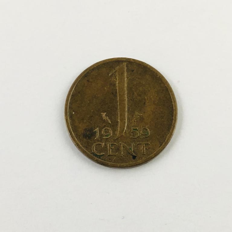 Монета. 1 цент. Нидерланды. 1959 год