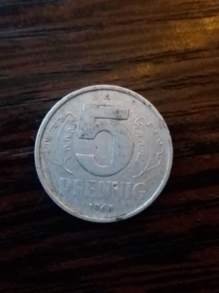 ГДР   5  пфеннингов 1968 год