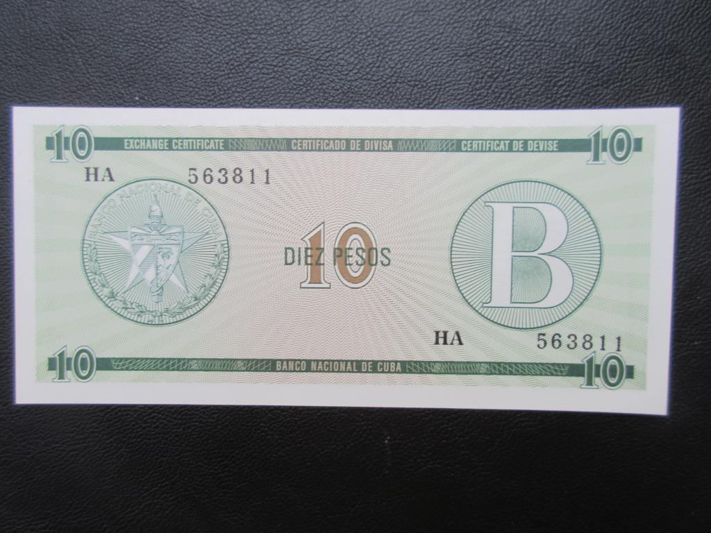 Куба 10 песо валютный сертификат 1985г.   UNC    Р. FX8