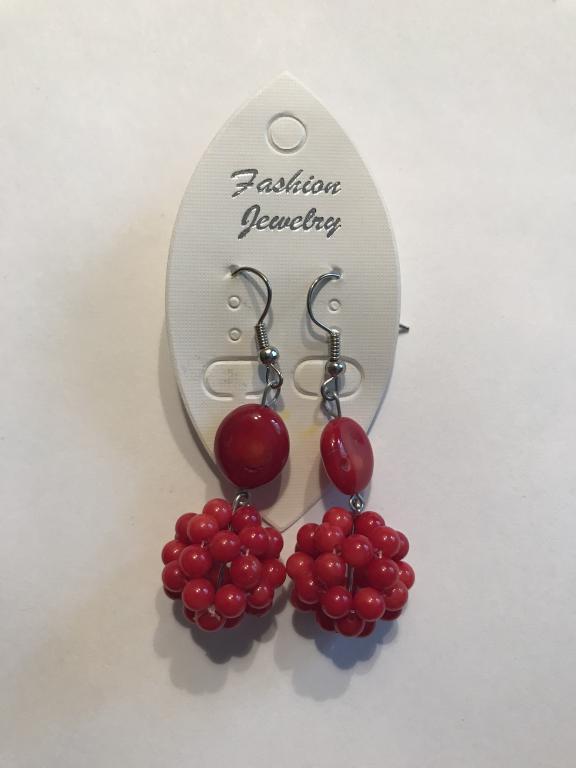 Серьги из красных кораллов. Производство Болгария.