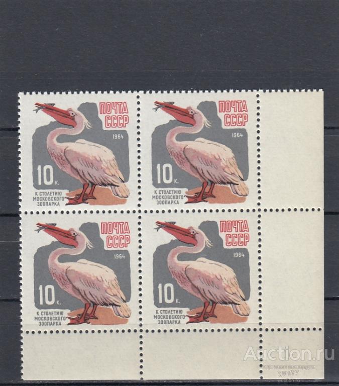 1964  Зоопарк Пеликан  Кварт Угол  Сост ** MNH