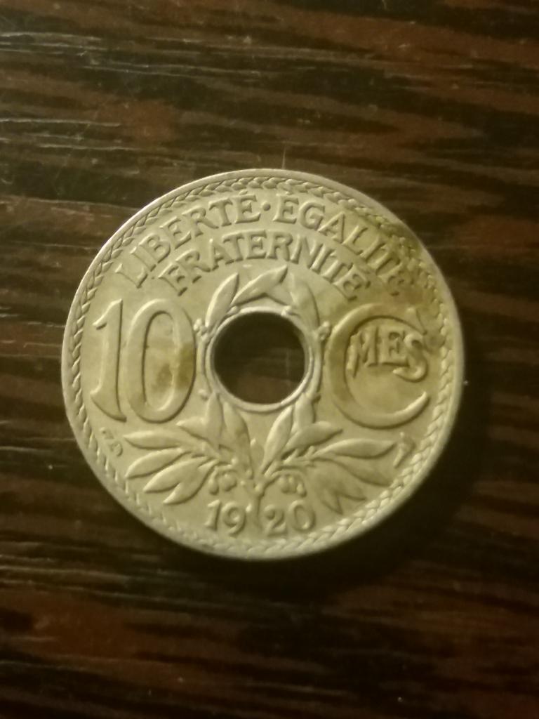 Франция  10 сантимов 1920 год