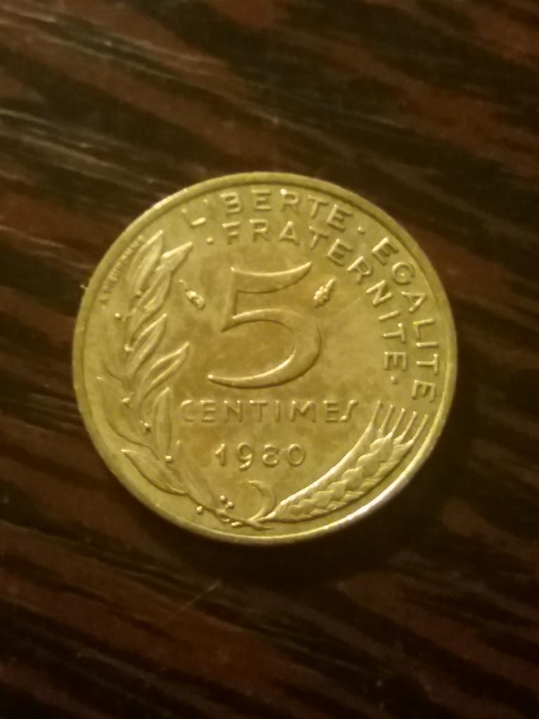 Франция 5  сантимов 1980 год