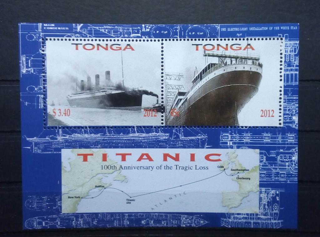 Тонга 2012. Катастрофа Титаника. Флот корабль. MNH**